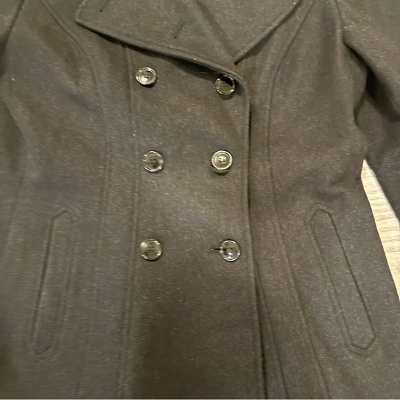GC Collection by Gallery Large Black Double Breasted Wool Blend Peacoat - Picture 2 of 6